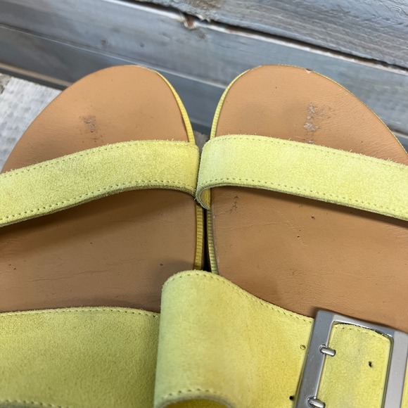 Sorel Roaming Slide Yellow Suede Platform Buckle Sandals Women's Size 10.5 - Picture 4 of 9